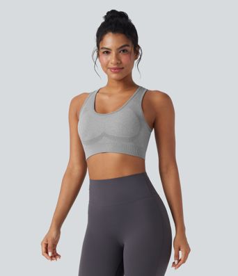 Brassière de sport yoga maintien léger col U dos nu sans couture OneForm Seamless Flow