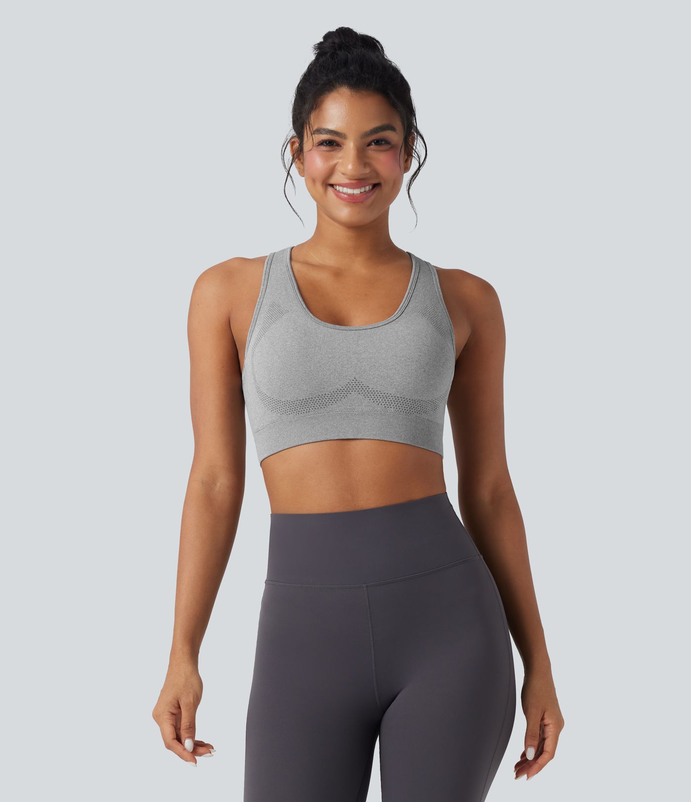Brassière de sport yoga maintien léger col U dos nu sans couture OneForm Seamless Flow