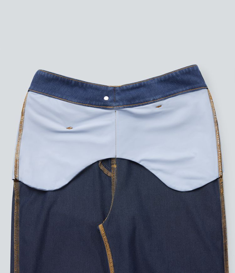 Halara Flex™ Mid Rise Crossover Tummy Control Straight Leg Casual Jeans with Pockets