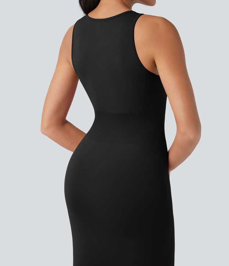 OneForm Seamless Flow Round Neck Sleeveless Bodycon Midi Casual Dress