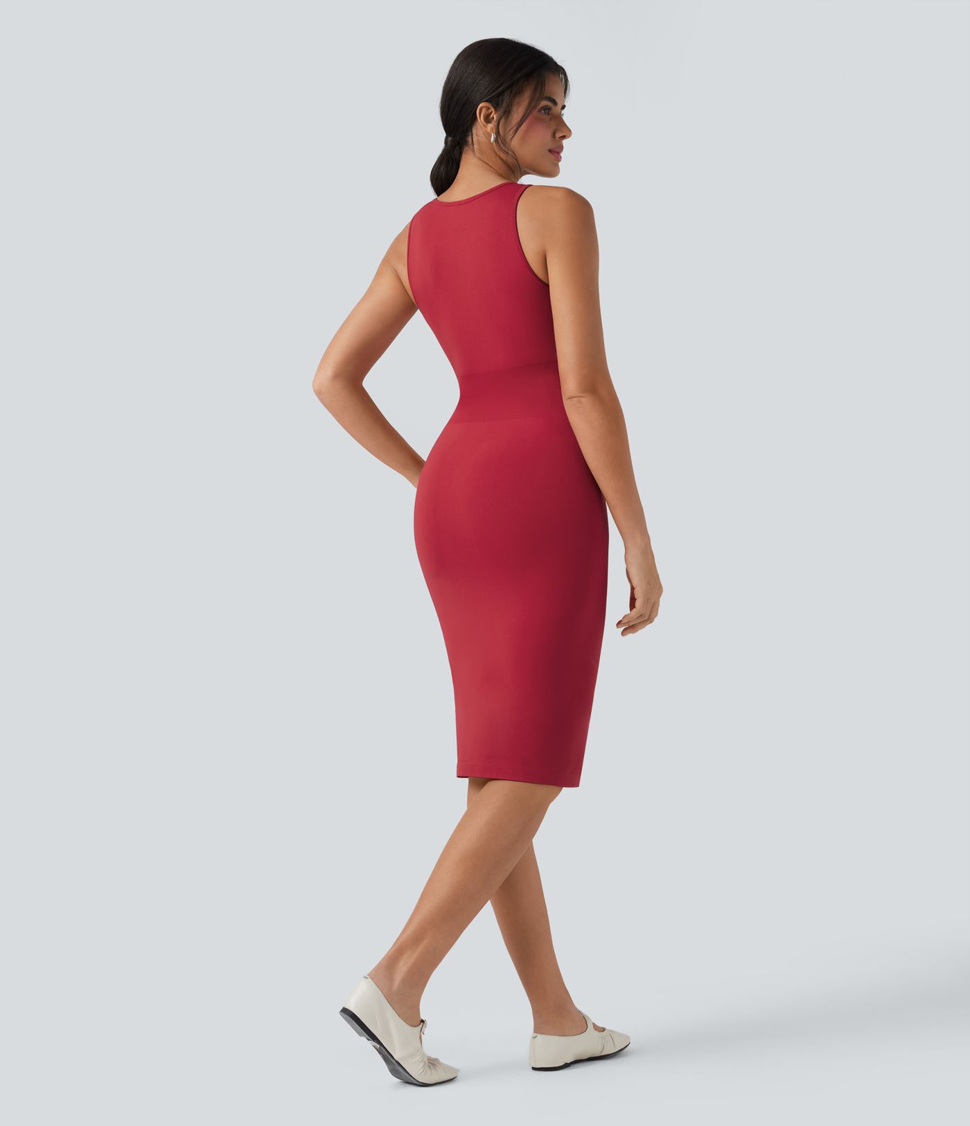 OneForm Seamless Flow Round Neck Sleeveless Bodycon Midi Casual Dress