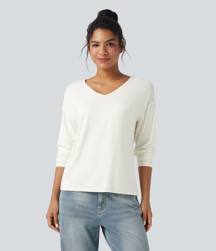 V-neck Long Sleeve Casual Top