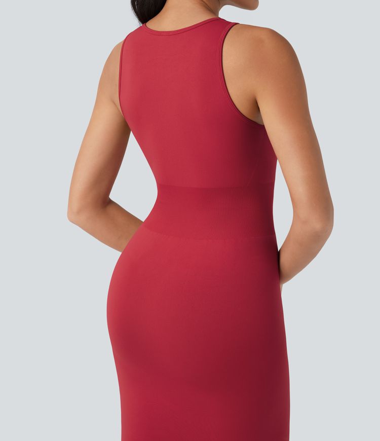 OneForm Seamless Flow Round Neck Sleeveless Bodycon Midi Casual Dress