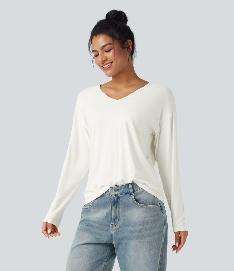V-neck Long Sleeve Casual Top