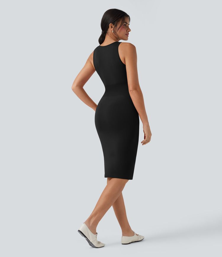 OneForm Seamless Flow Round Neck Sleeveless Bodycon Midi Casual Dress