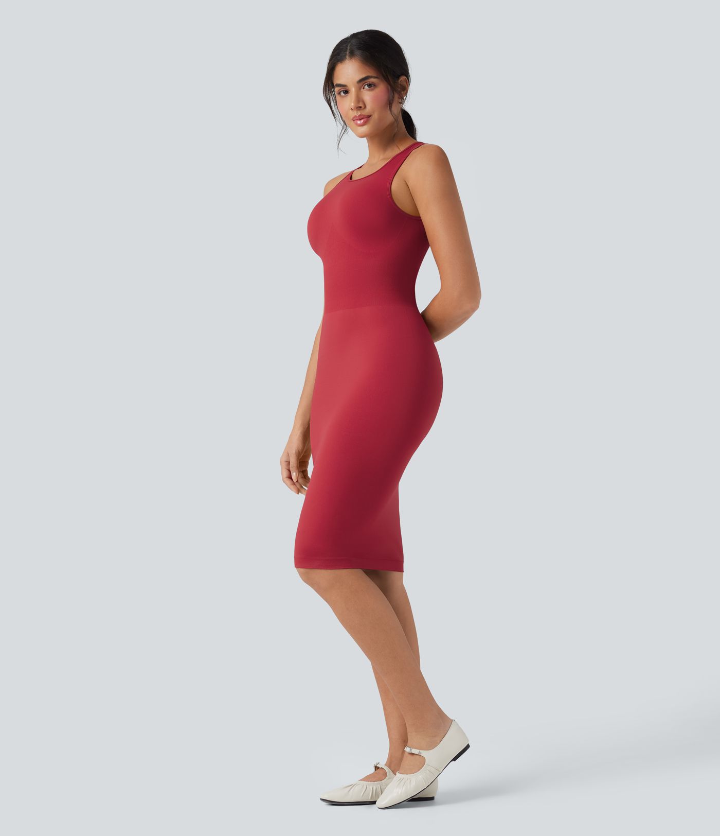 OneForm Seamless Flow Round Neck Sleeveless Bodycon Midi Casual Dress