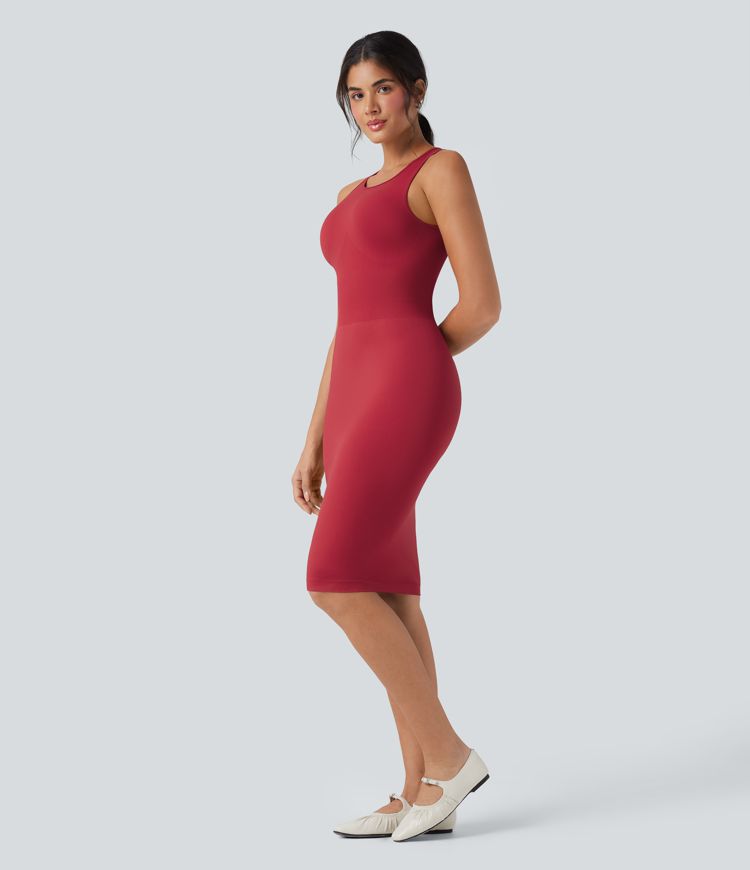 OneForm Seamless Flow Round Neck Sleeveless Bodycon Midi Casual Dress