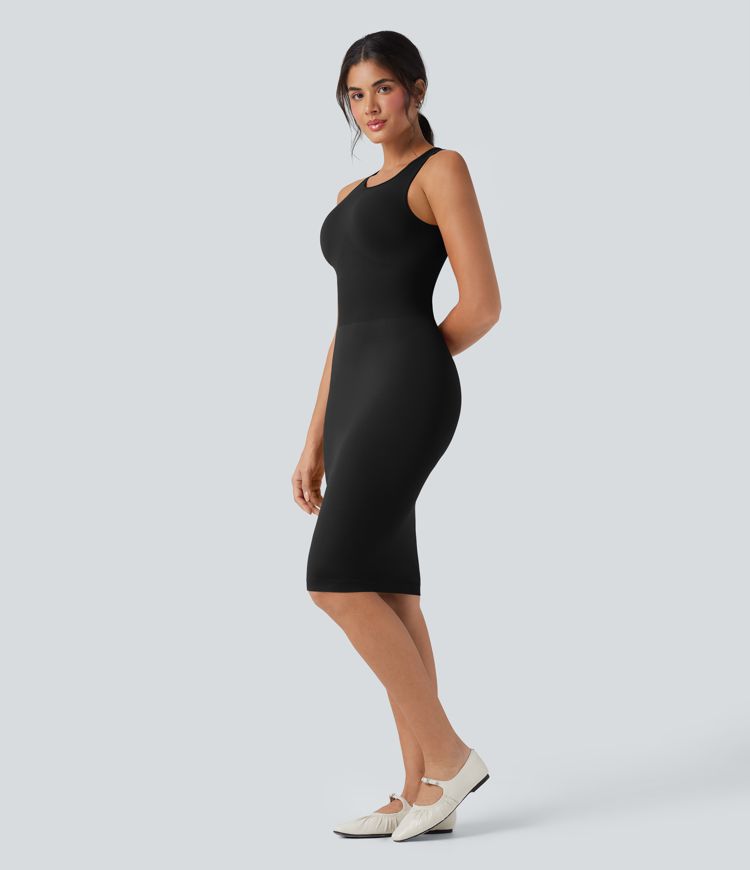 OneForm Seamless Flow Round Neck Sleeveless Bodycon Midi Casual Dress