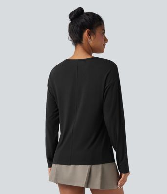 Lässiges Oberteil mit V-Ausschnitt und langen Ärmeln