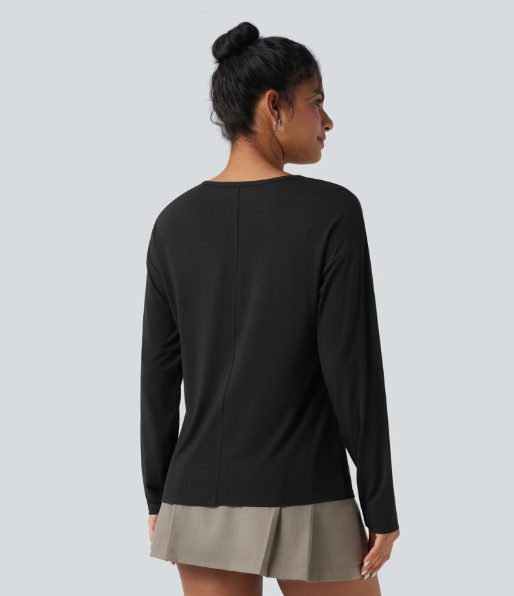 Lässiges Oberteil mit V-Ausschnitt und langen Ärmeln