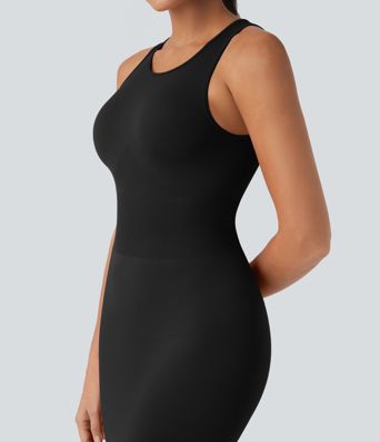 OneForm Seamless Flow Round Neck Sleeveless Bodycon Midi Casual Dress