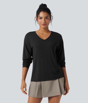 Lässiges Oberteil mit V-Ausschnitt und langen Ärmeln
