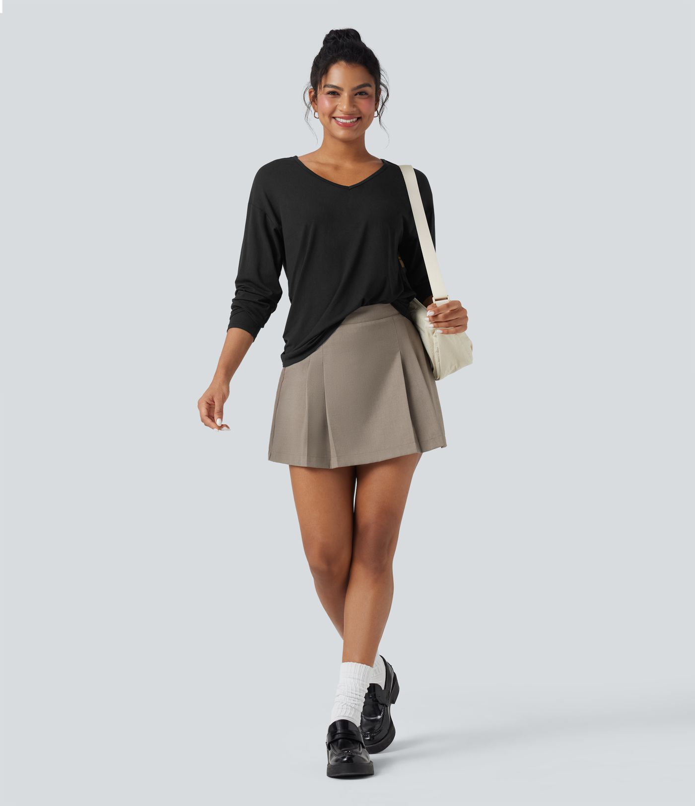 Lässiges Oberteil mit V-Ausschnitt und langen Ärmeln