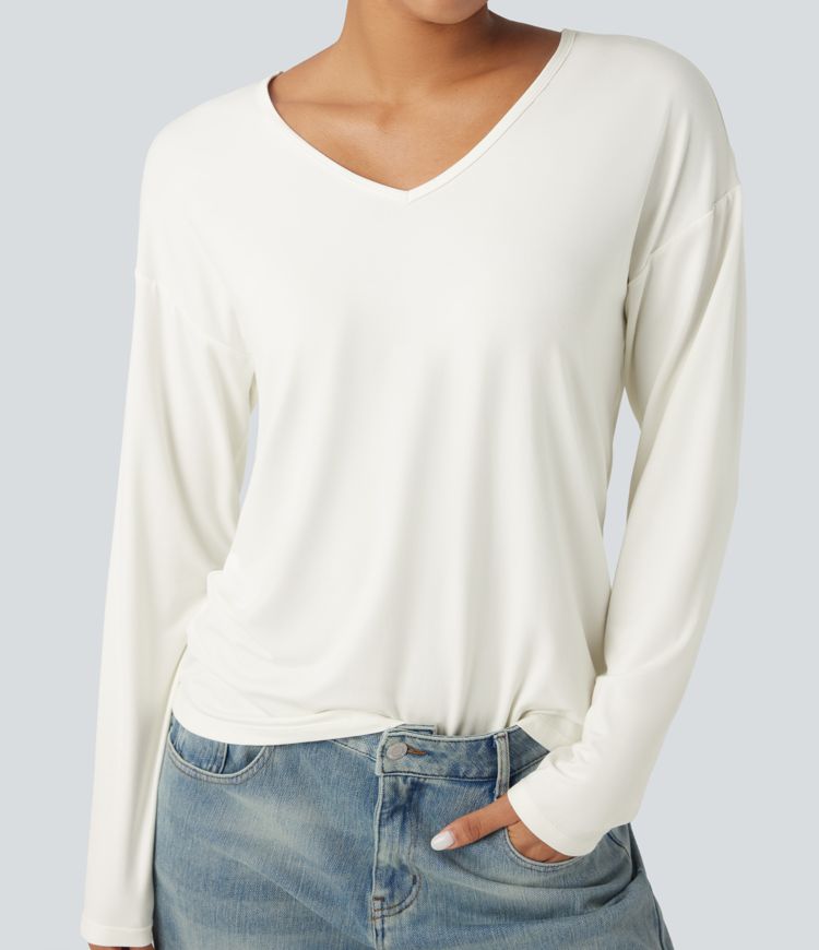 V-neck Long Sleeve Casual Top
