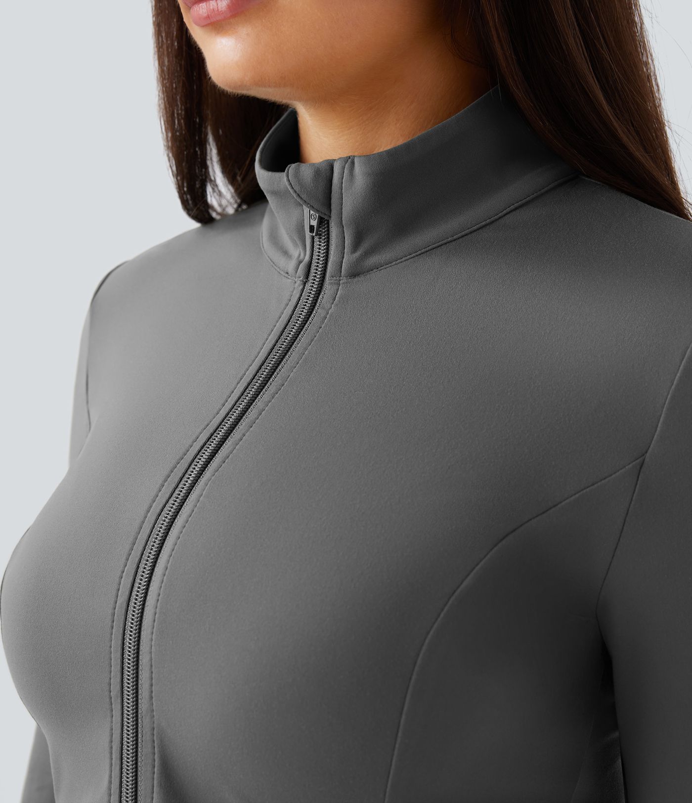 SoftlyZero™ Stand Collar Thumb Hole Pockets Pleated Zipper Slim Jacket-UPF50+