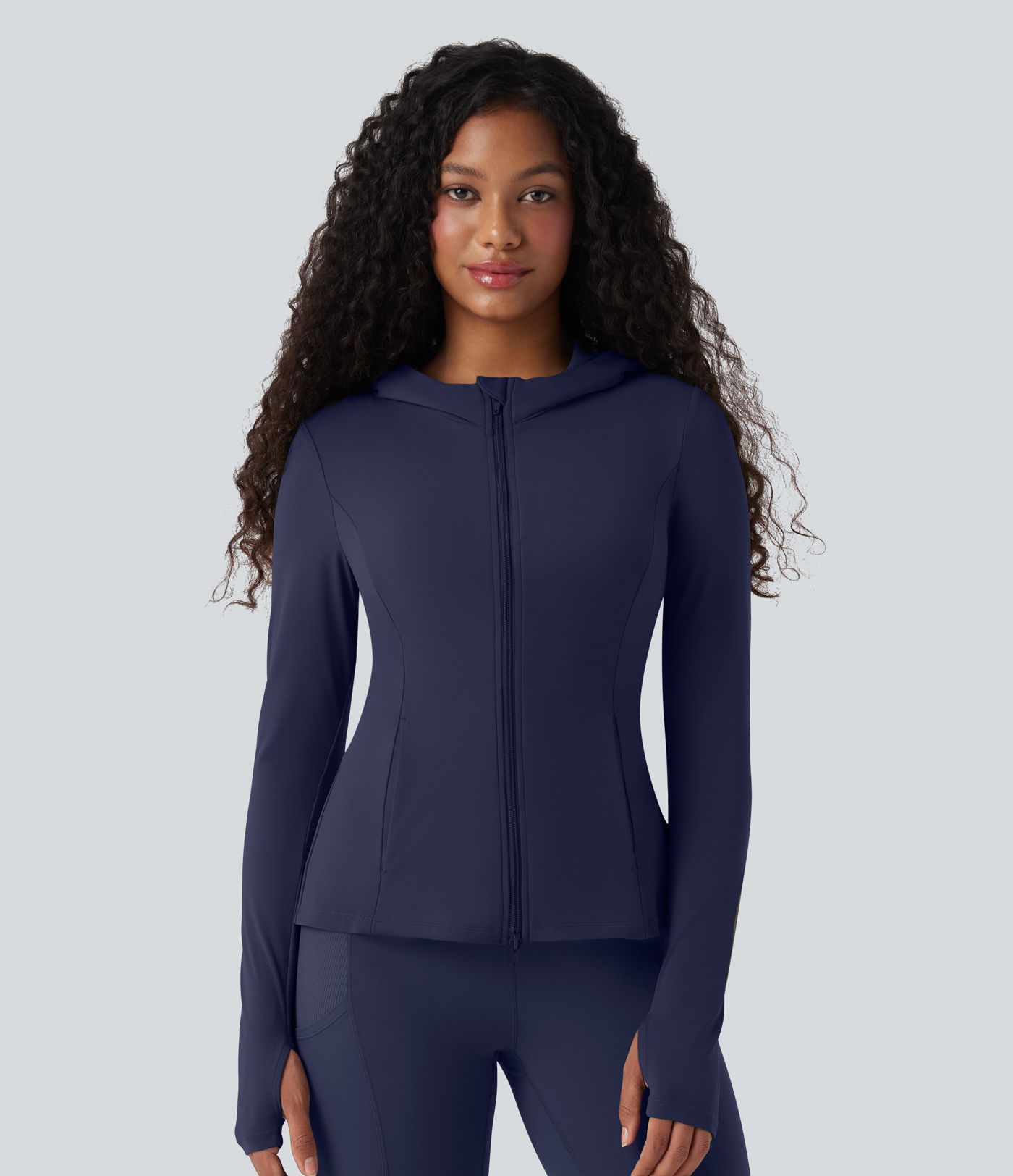 SoftlyZero™ Hooded Long Sleeve Thumb Hole Pleated Jacket with Pockets-UPF50+