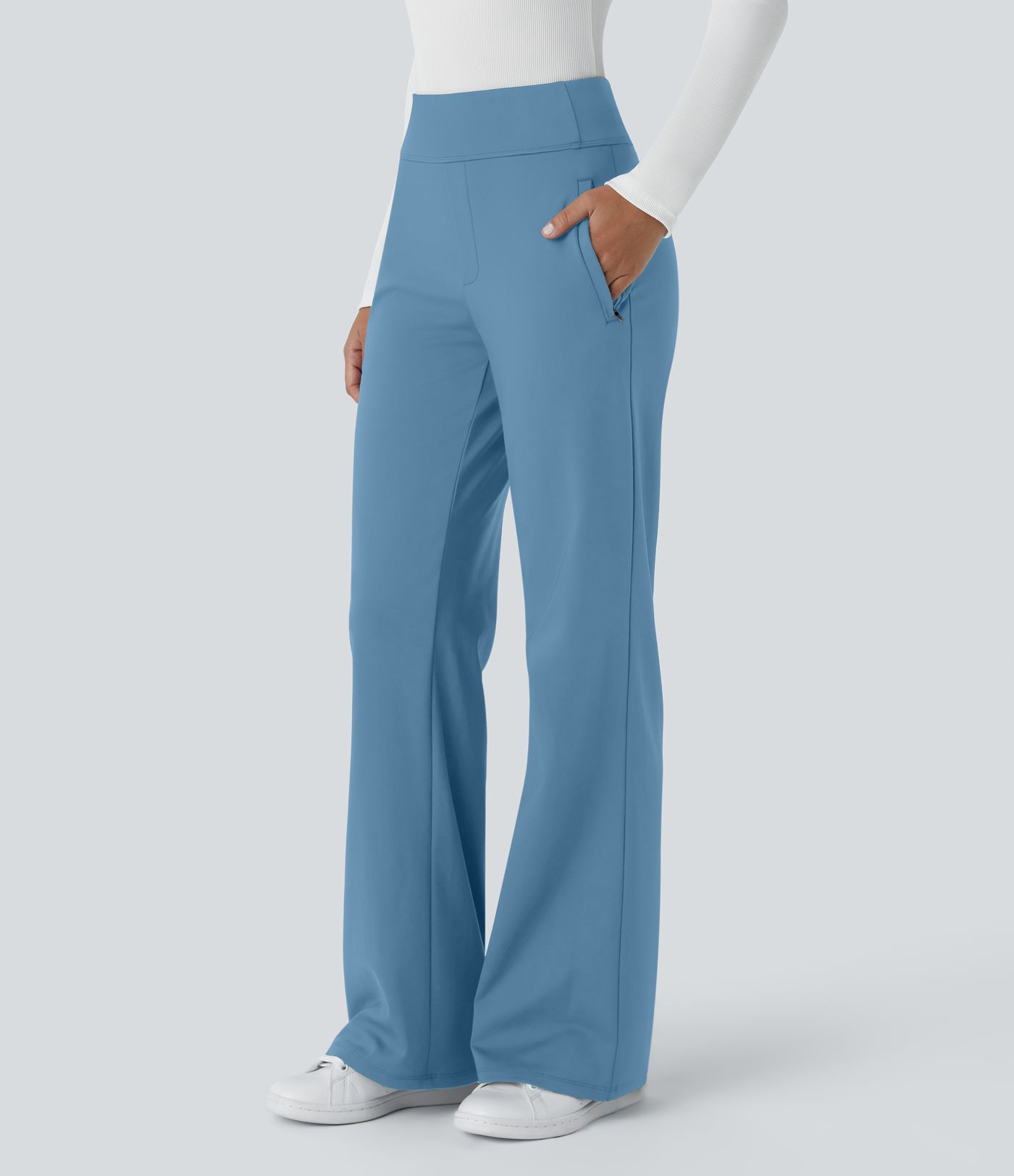 Halara Flex™ DayStretch Mid Rise Side Zipper Pocket Work Flare Pants