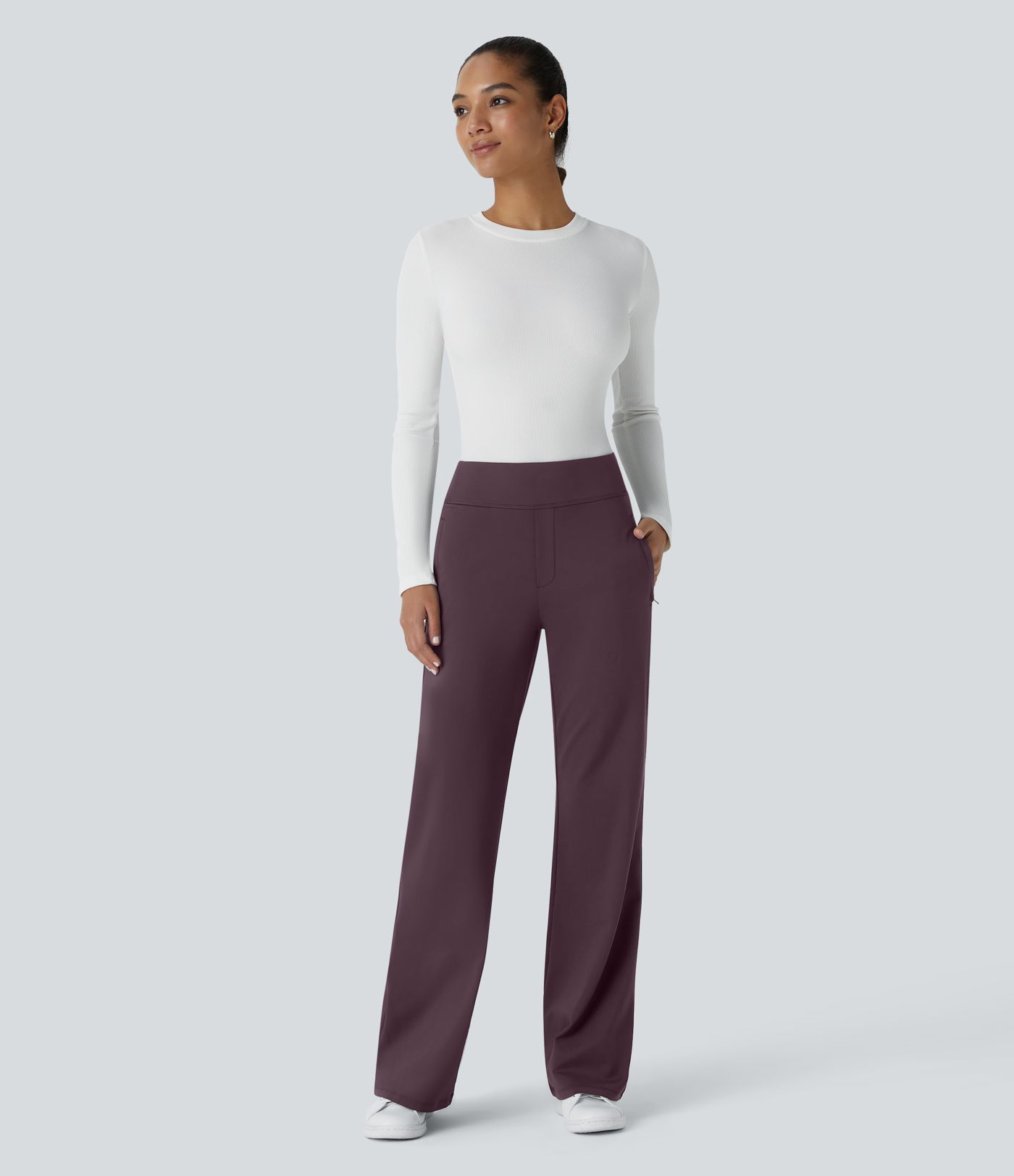 Halara Flex™ DayStretch Mid Rise Side Zipper Pocket Work Flared Trousers