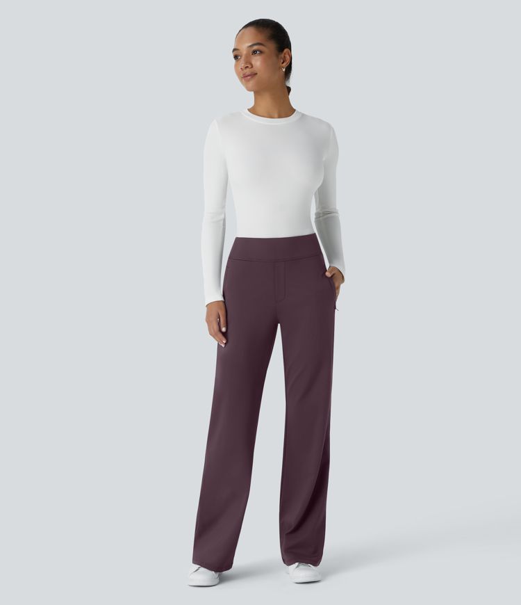Halara Flex™ DayStretch Mid Rise Side Zipper Pocket Work Flared Trousers