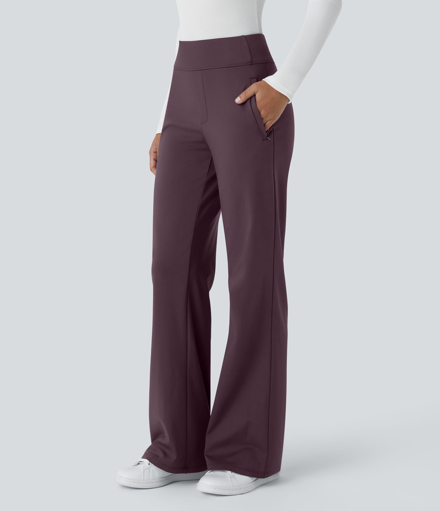 Halara Flex™ DayStretch Mid Rise Side Zipper Pocket Work Flared Trousers