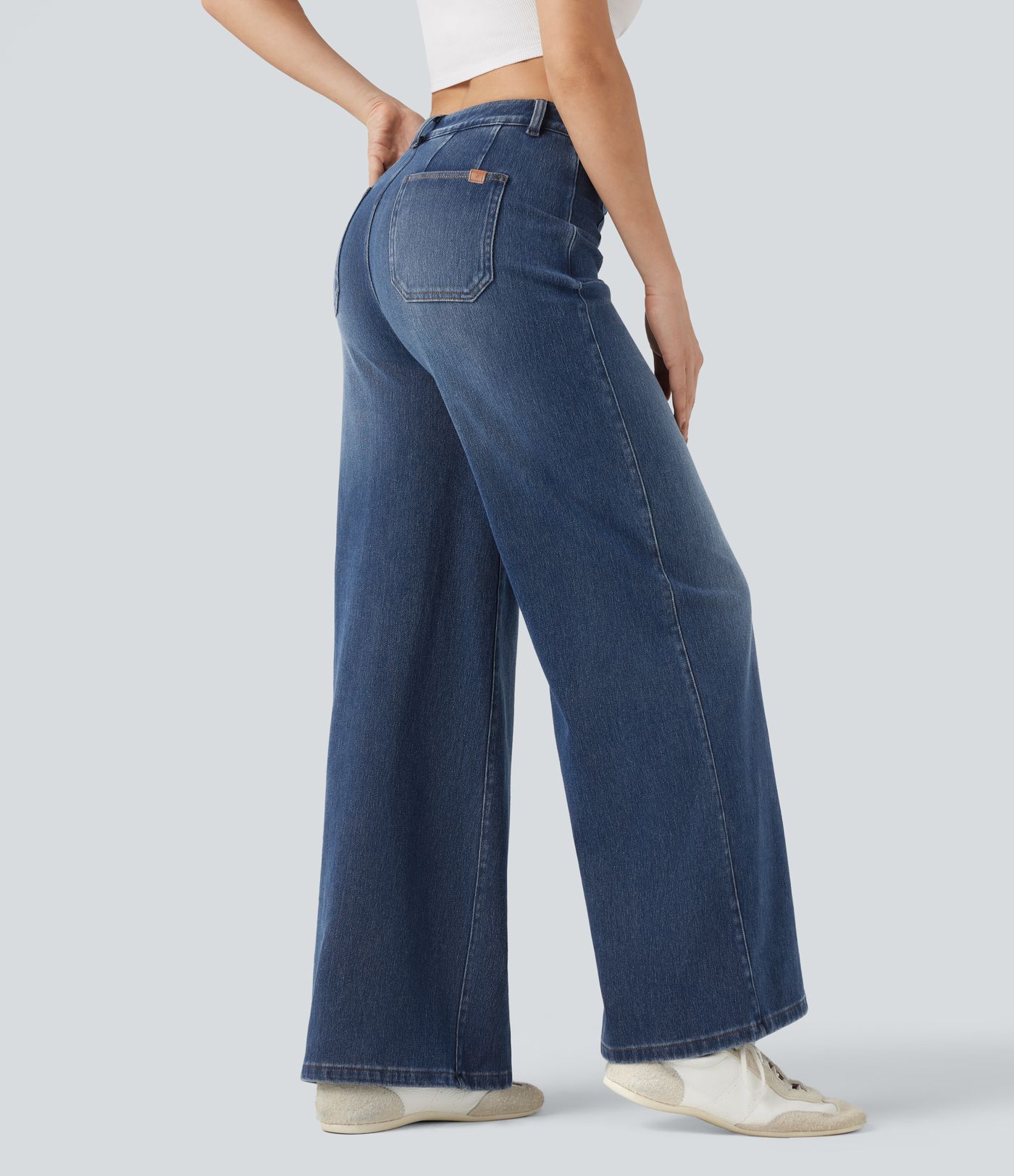 Halara Flex™ High Waisted Tummy Control Wide Leg Casual Jeans with Pockets