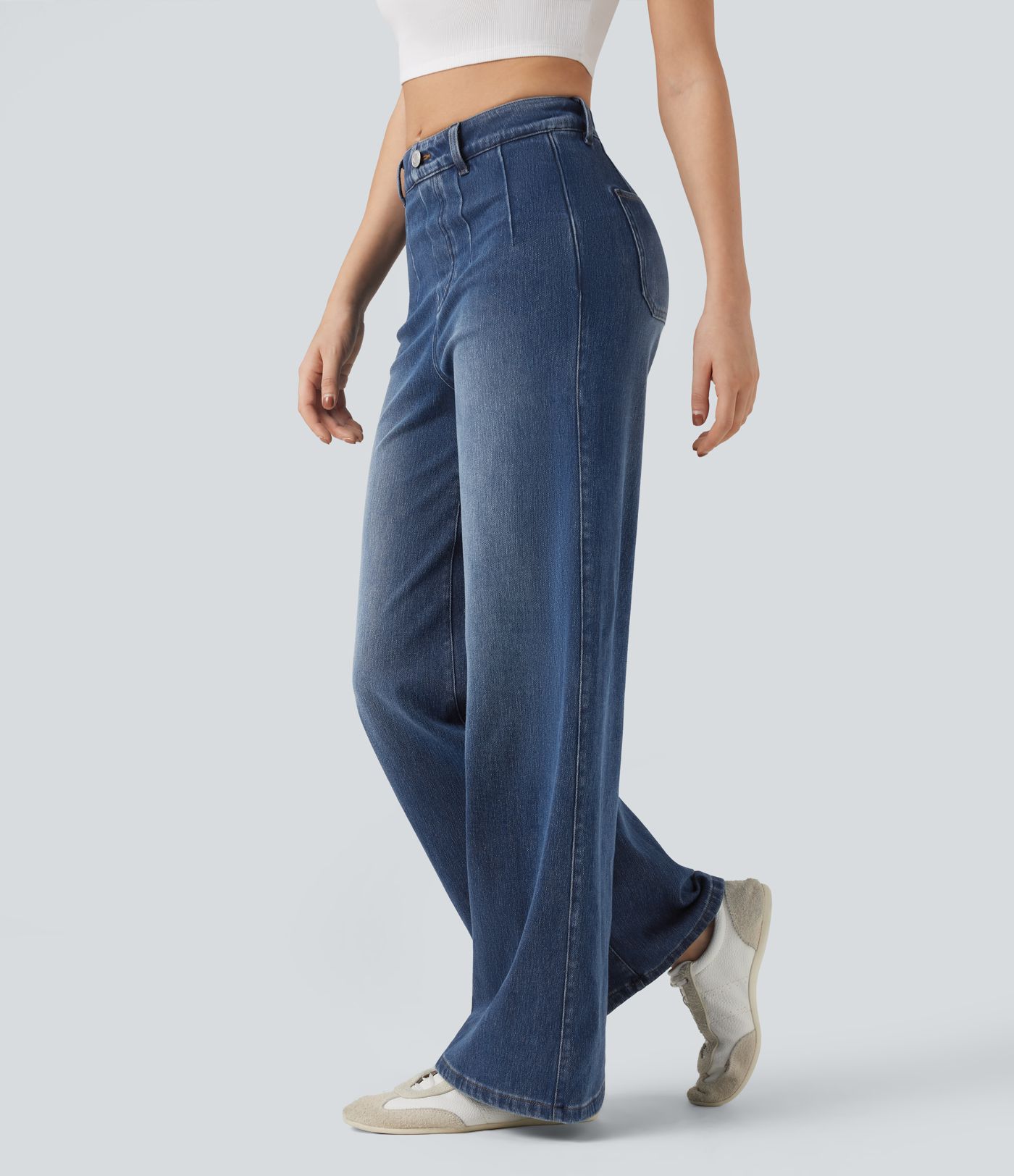 Halara Flex™ High Waisted Tummy Control Wide Leg Casual Jeans with Pockets