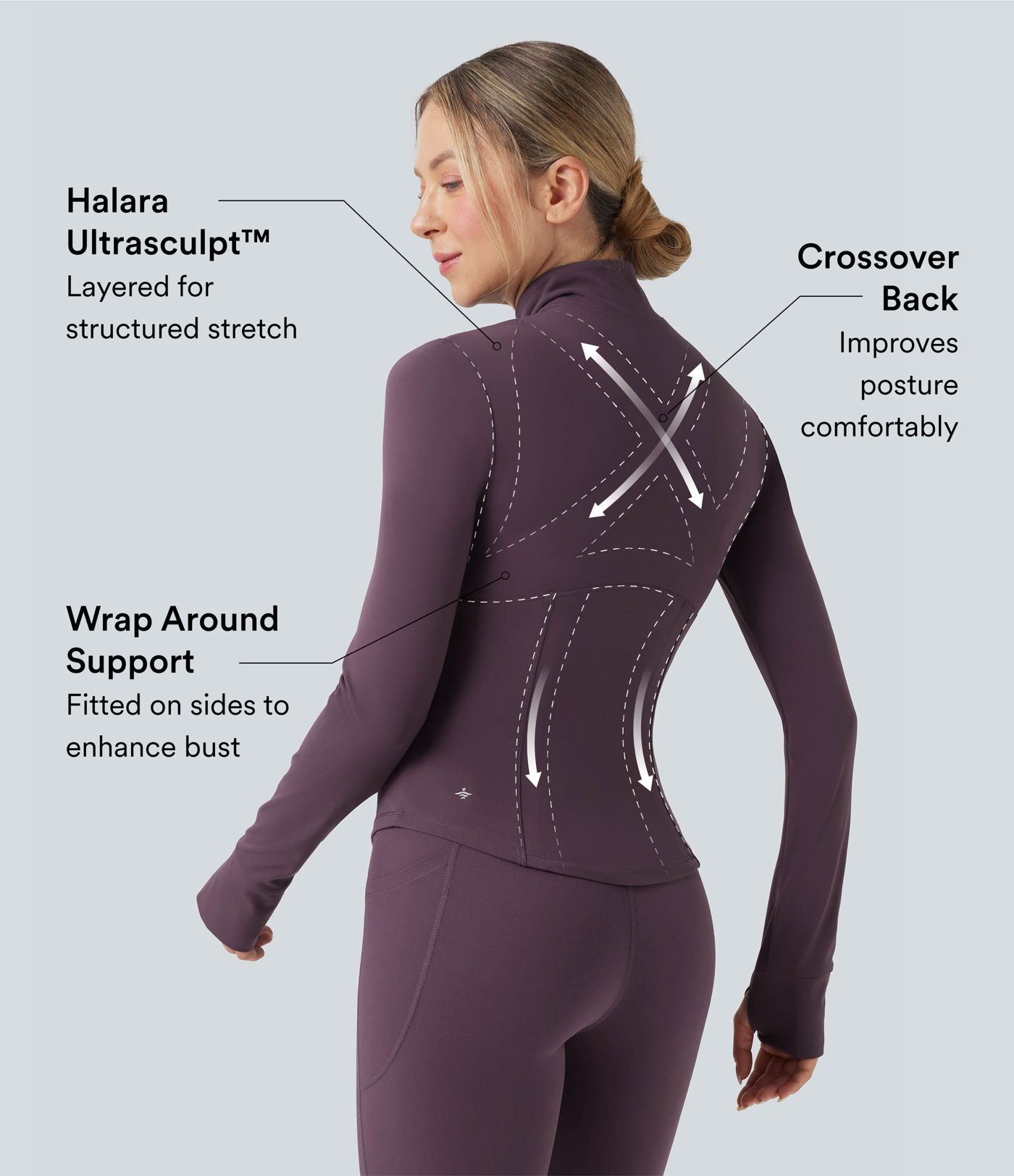 Halara UltraSculpt™ Mock Neck Push-Up Long Sleeve Thumb Hole Yoga Jacket with Pockets