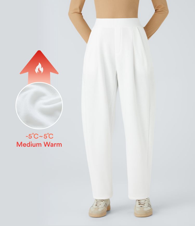 Mid Rise Side Pocket Barrel Leg Fleece Work Pants