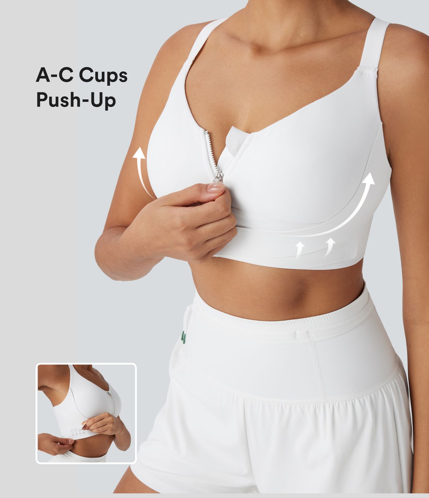 SpeedWave™ Medium Support Push Up Zipper Adjustable Buckle Quick Dry Running Sports Bra