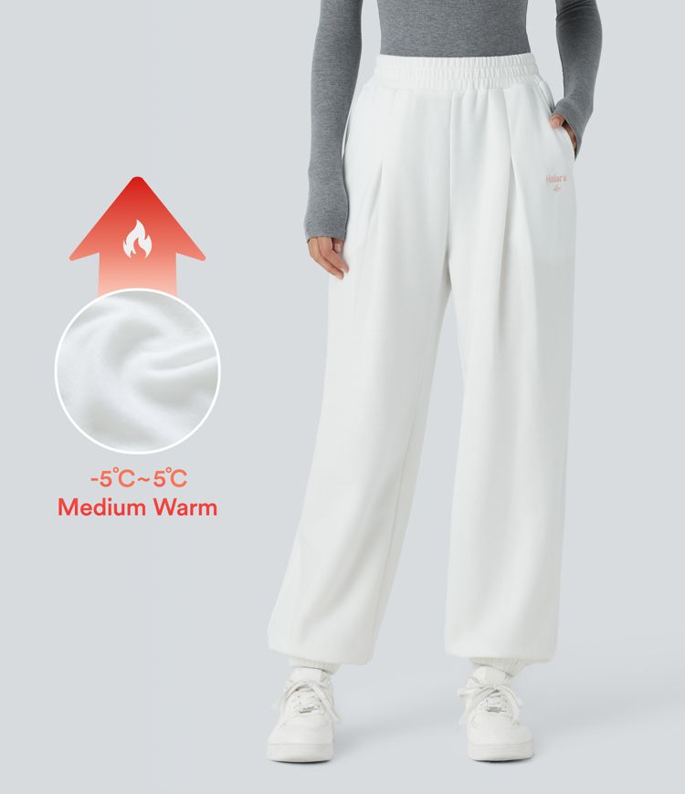 Mid Rise Side Pocket Fleece Casual Joggers