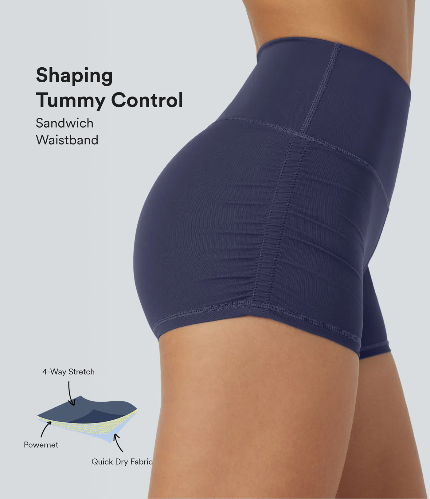 SoftlyZero™ QuickDry High Waisted Tummy Control Ruched Running Biker Shorts 2.5''