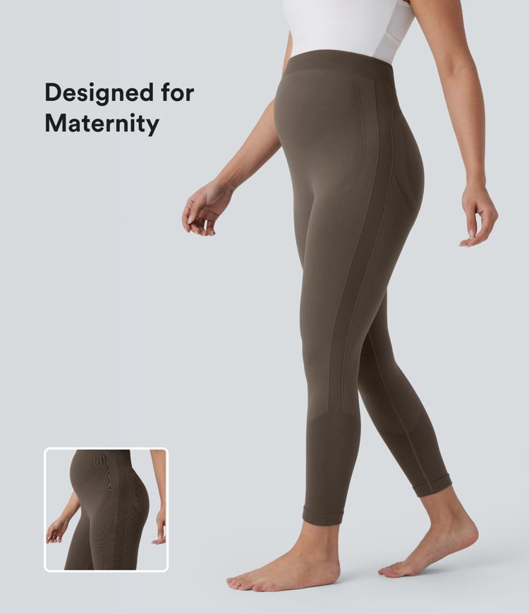 Seamless Flow Super High Waisted 7/8 Yoga Maternity Leggings