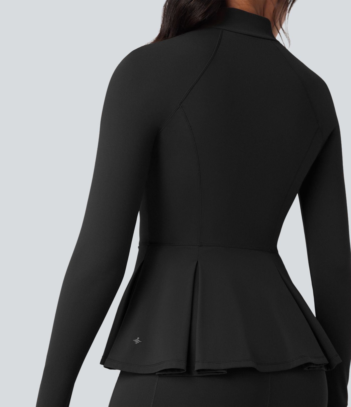 SoftlyZero™ chaqueta delgada para yoga en tejido de felpa suave, con cuello tipo simulacro, orificios para los pulgares, fruncidos y bajo plisado