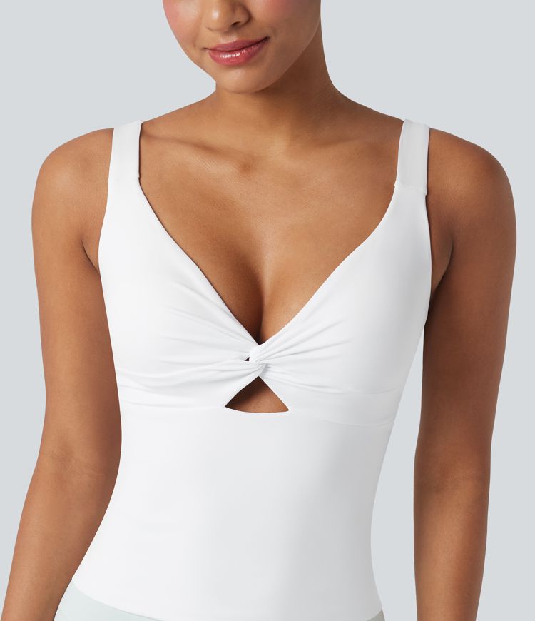 Débardeur de yoga SoftlyZero™ aéré torsadé à découpes - longueur étendue - UPF50+