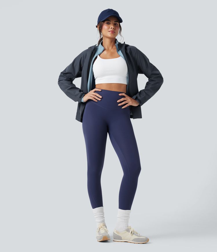 Waterproof Hooded Long Sleeve Hiking Windbreaker Jacket with Pockets