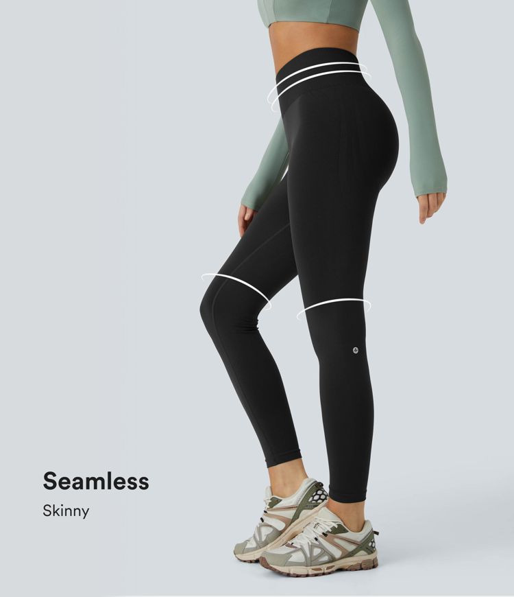 Seamless Flow Mid Rise Tummy Control Butt Lifting Yoga Leggings