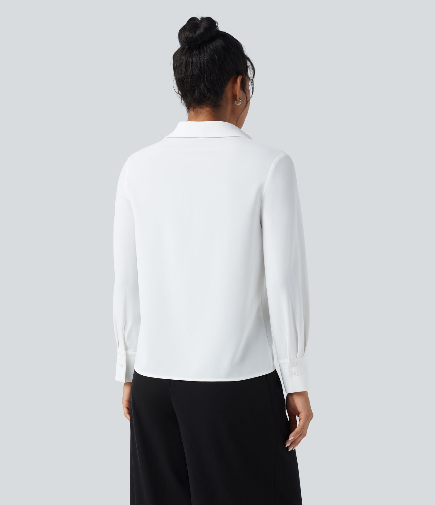 Wrinkle-resistant V-neck Long Sleeve Work Chiffon Shirt