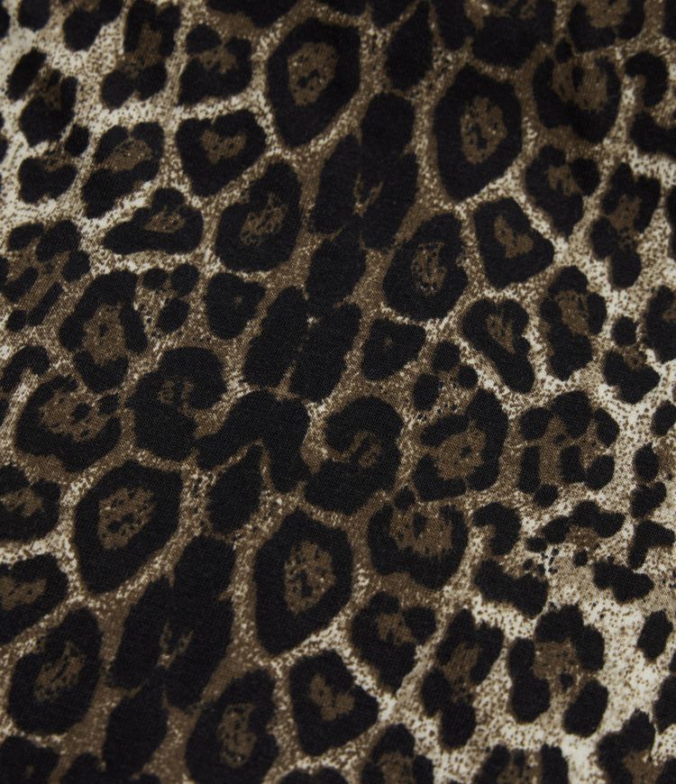 Leopard Print Off Shoulder Long Sleeve Casual Tops