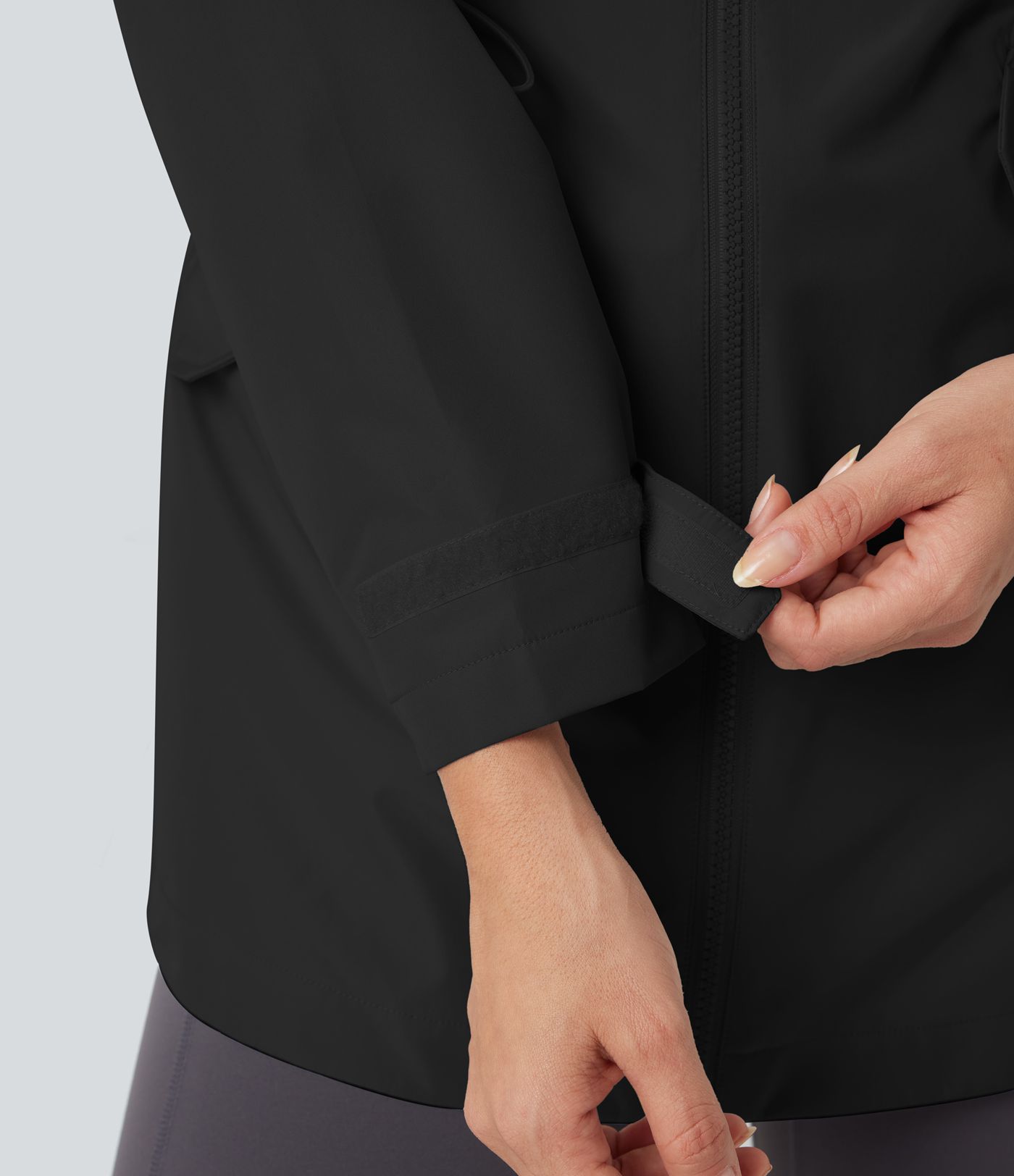 Waterproof Hooded Contrast Mesh Drawstring Hiking Windbreaker Jacket with Pockets