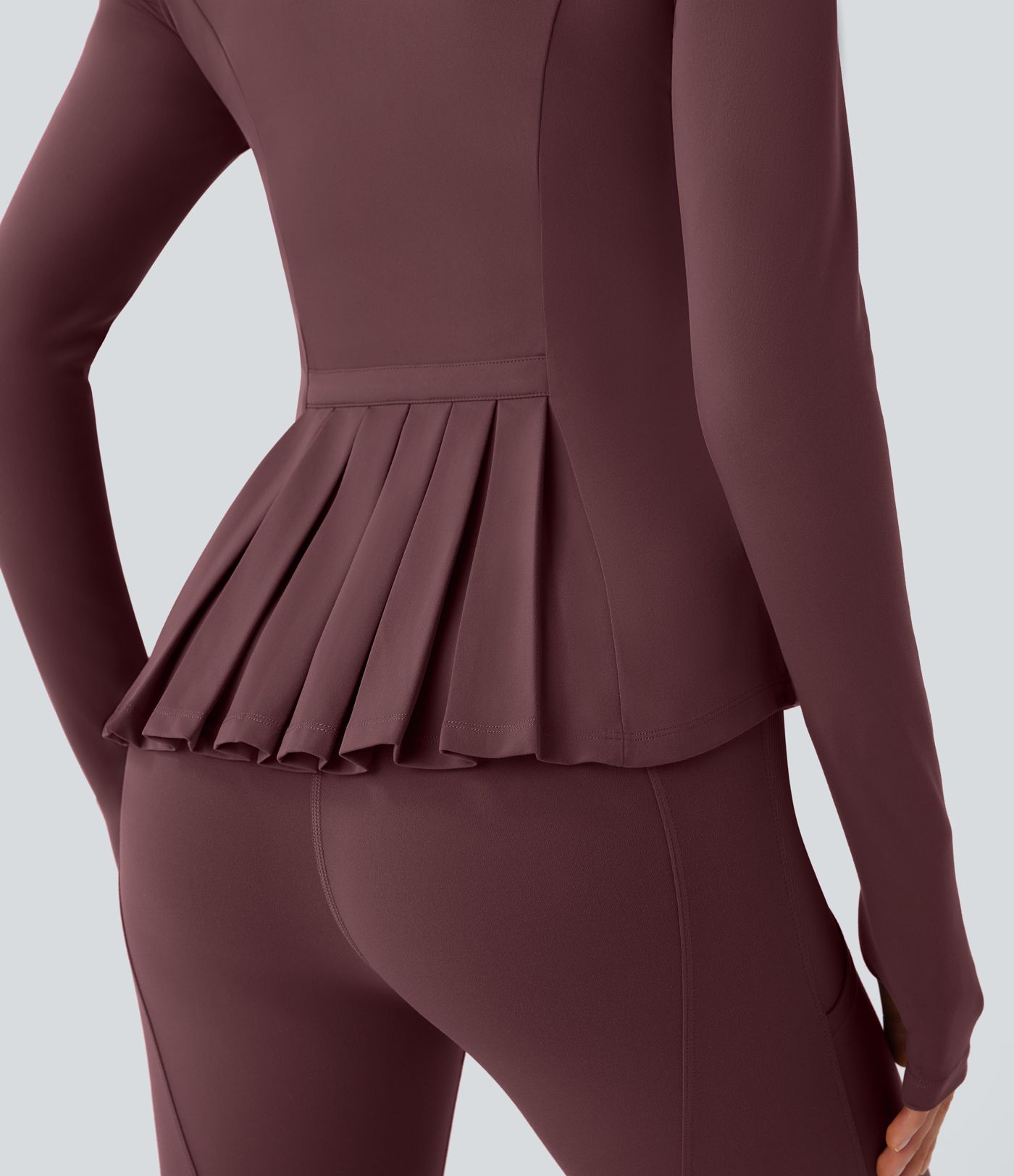 SoftlyZero™ Stand Collar Thumb Hole Pockets Pleated Zipper Slim Jacket-UPF50+