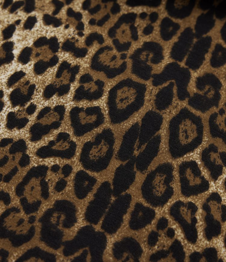 Schulterfreie, langärmelige Freizeit-Tops mit Leopardenmuster