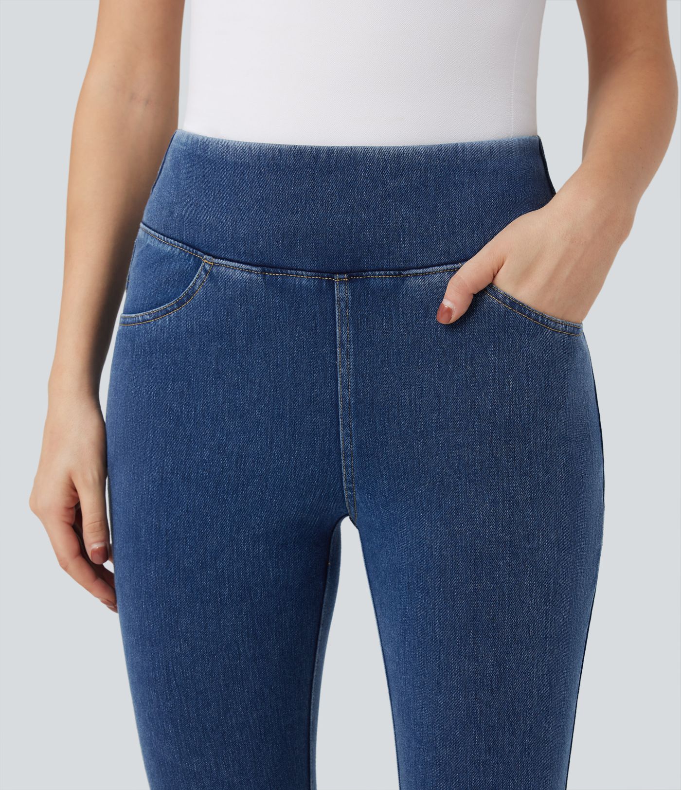 Halara Flex™ High Waisted Tummy Control Butt Lifting Denim Casual Leggings with Pockets