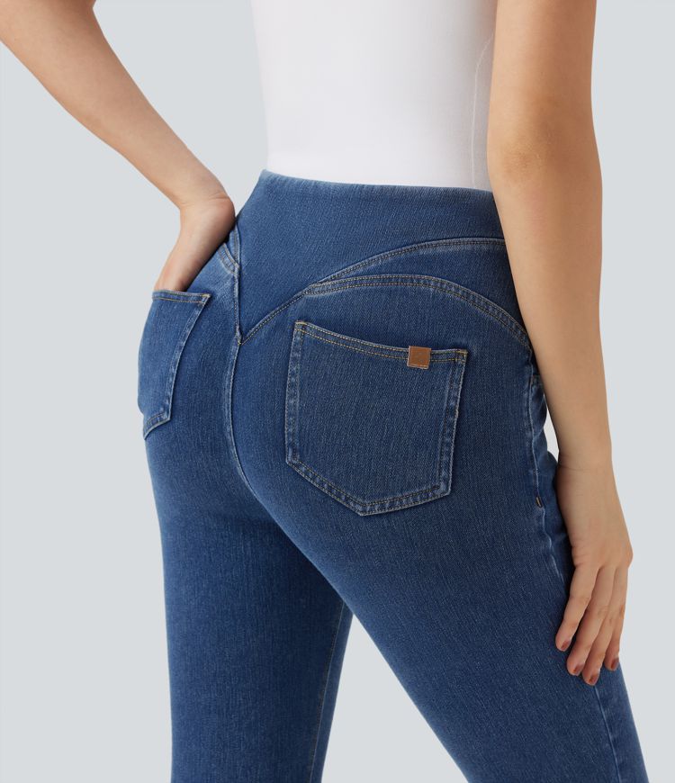 Legging décontracté gainant galbant taille haute effet denim avec poches Halara Flex™