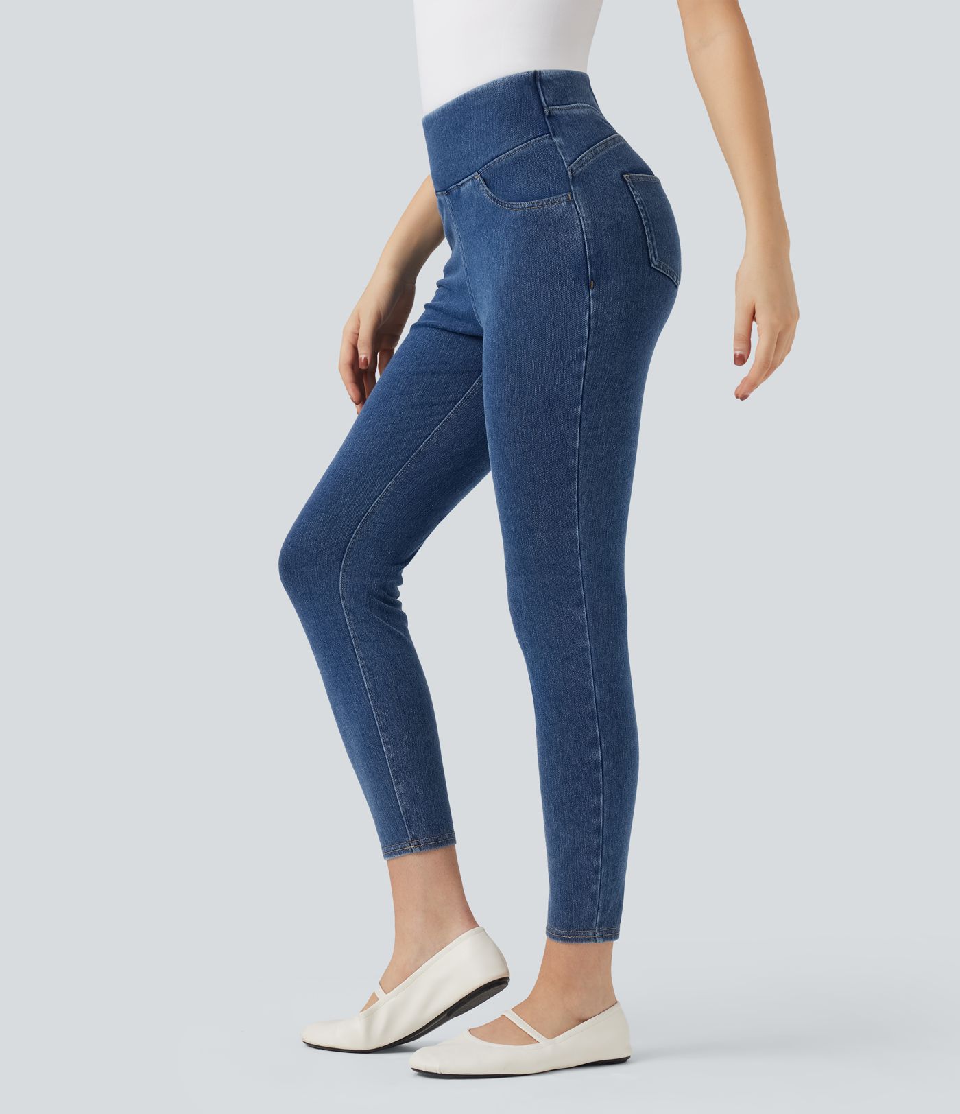 Halara Flex™ High Waisted Tummy Control Butt Lifting Denim Casual Leggings with Pockets