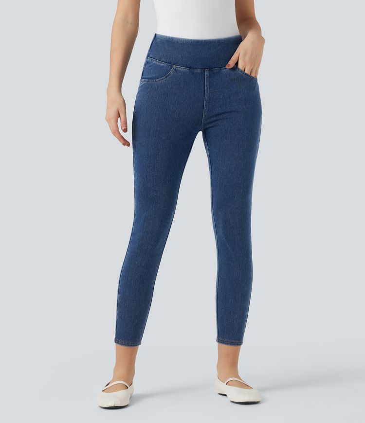 Legging décontracté gainant galbant taille haute effet denim avec poches Halara Flex™