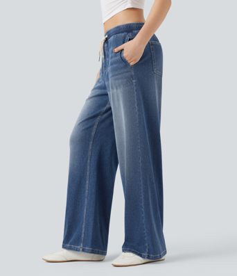 Halara Flex™ Low Rise Drawstring Casual Baggy Sweatpants Jeans with Pockets