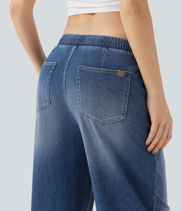 Halara Flex™ Low Rise Drawstring Casual Baggy Sweatpants Jeans with Pockets