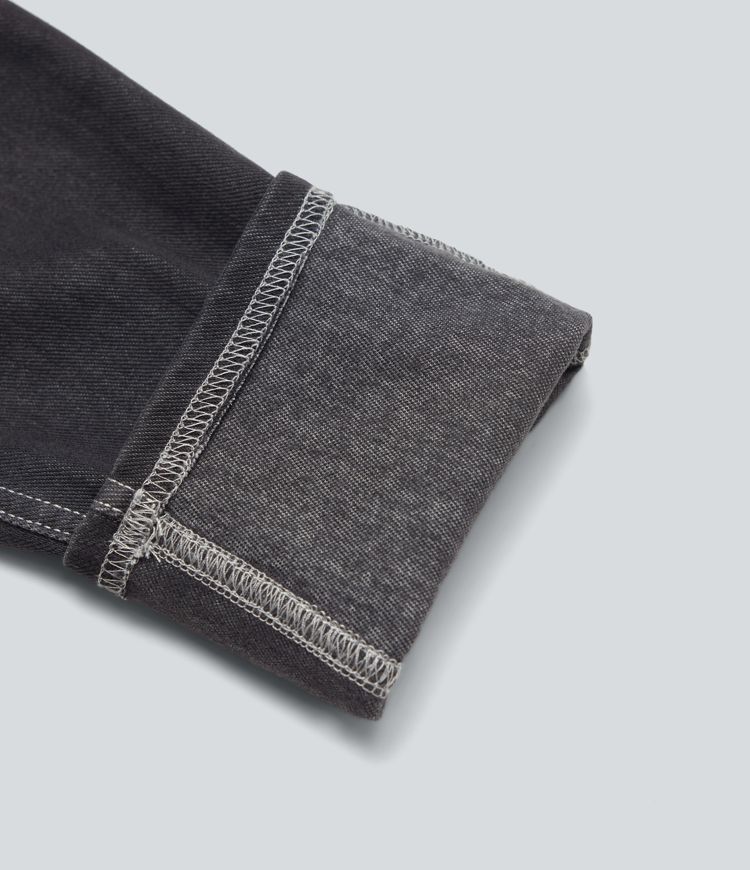 Halara Flex™ High Waisted Drawstring Fleece Denim Casual 7/8 Leggings with Pockets