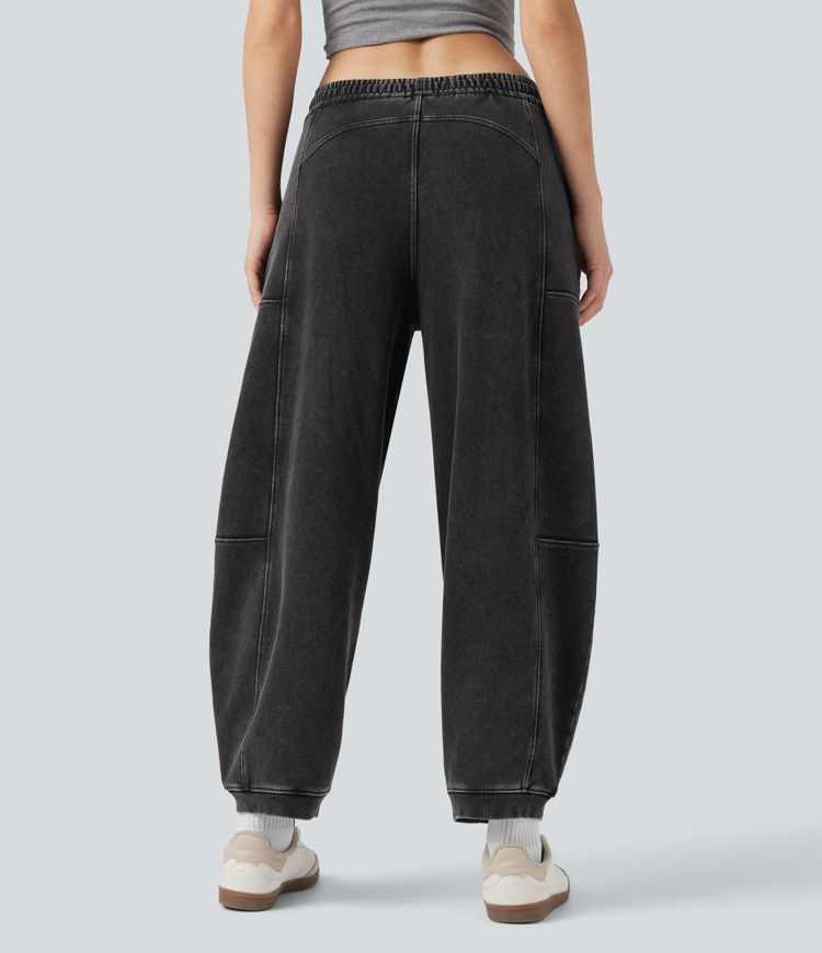 Halara Flex™ Mid Rise Drawstring Denim Casual French Terry Baggy Sweatpants with Pockets