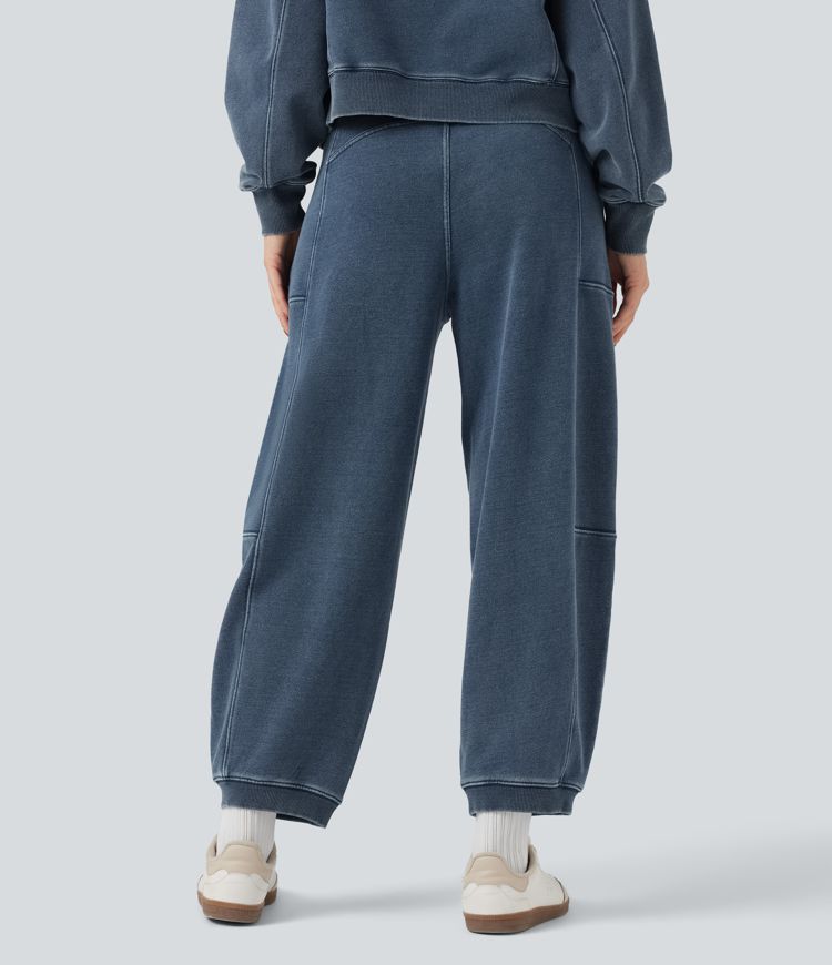 Halara Flex™ Mid Rise Drawstring Denim Casual French Terry Baggy Sweatpants with Pockets